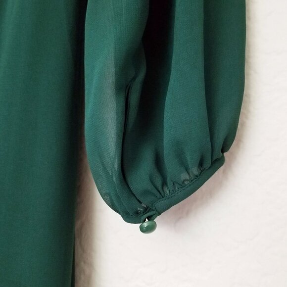 Aritzia Wilfred Millie Dress 8 Forest Green Romantic Ruffle Chiffon Maxi Slit - Picture 16 of 16